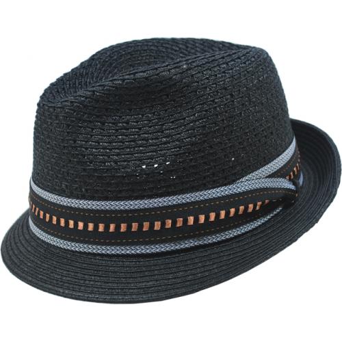 Stacy Adams Black Straw Dress Hat